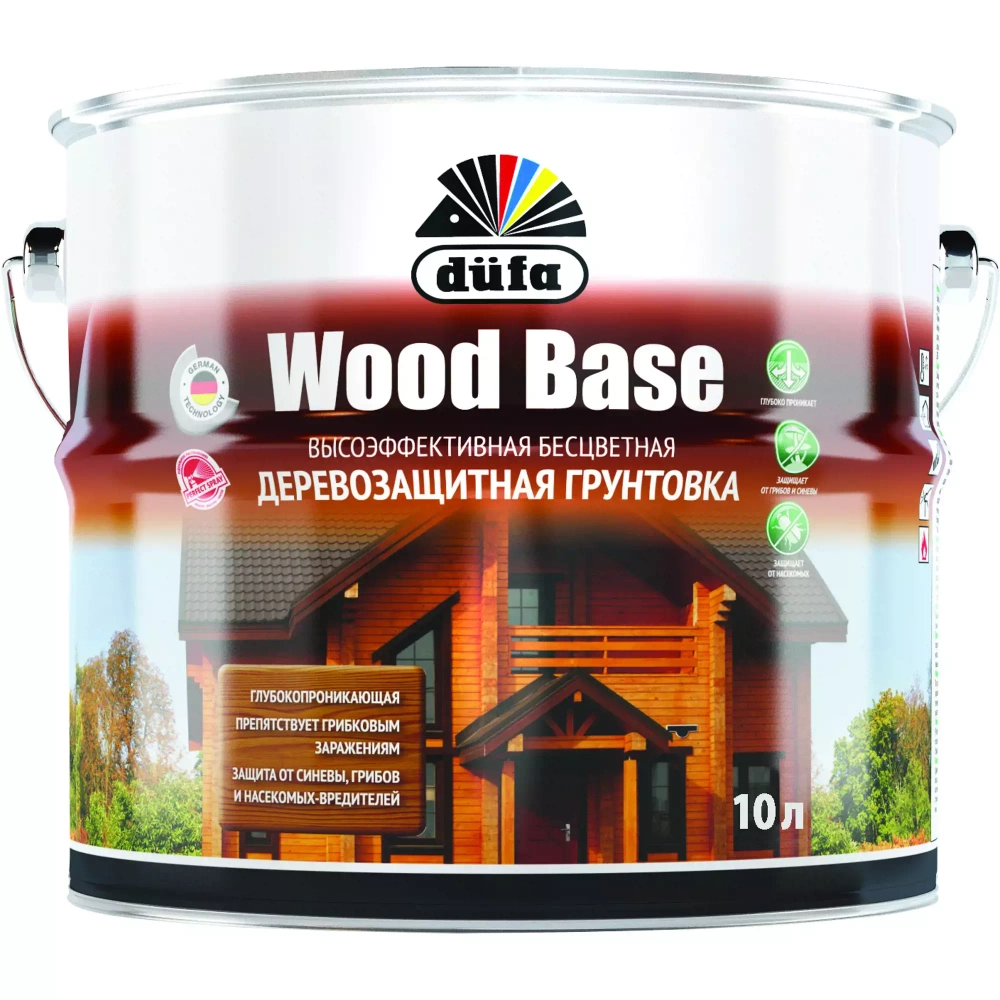 Грунт для защиты древесины Dufa Wood Base с биоцидом бесцветная