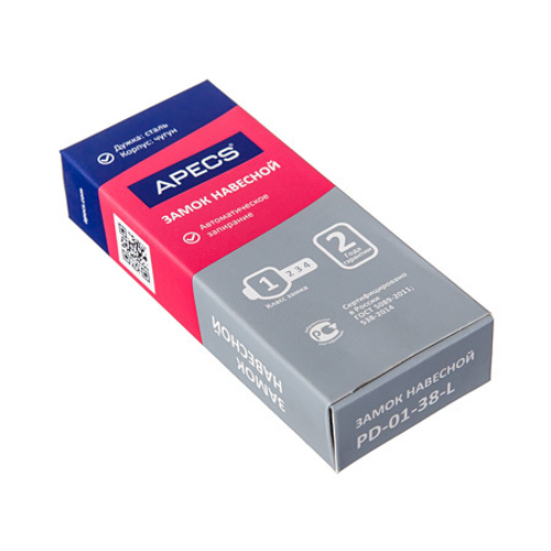 Замок висячий Apecs PD-01-38-L длин дужка (00000383)
