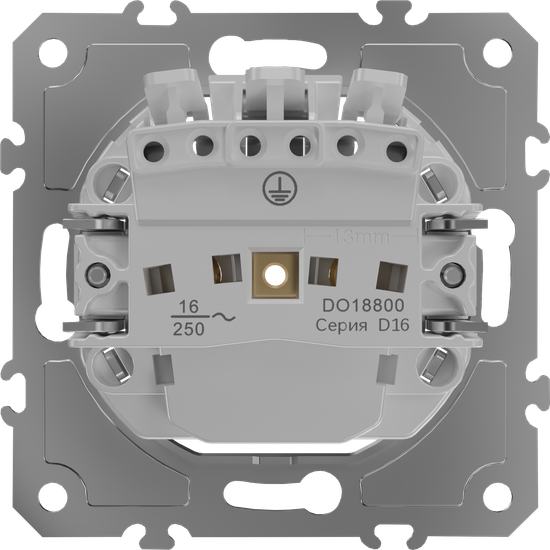 Механизм розетки Schuko с заземлением 16А 250 В~ быстрозажимные контакты,  серия D16
