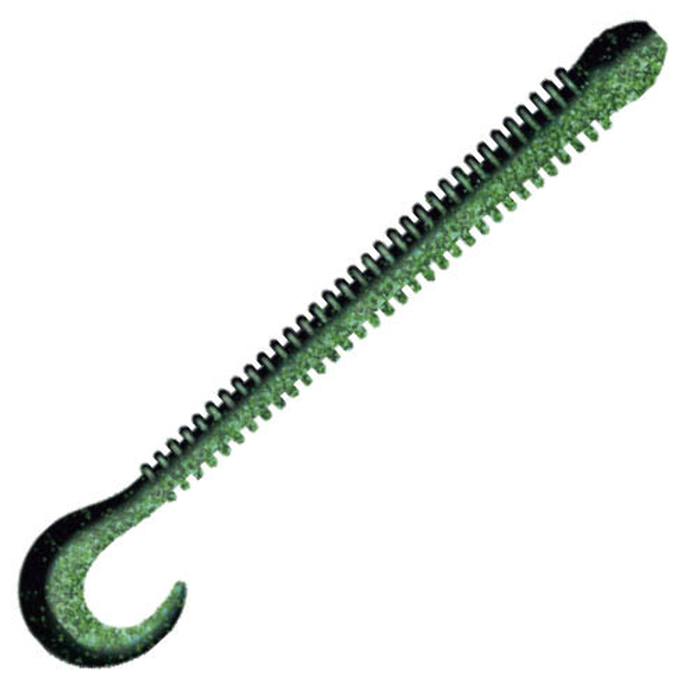 Приманка ZUB-WORM-ZANDER 108мм(4,3")-5шт, (цвет 040) черный верх-изумрудный низ