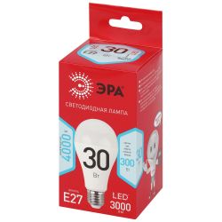 Лампа светодиодная ЭРА RED LINE LED A70-30W-840-E27 R 30Вт груша нейтральный белый свет Е27 | Лампы cветодиодные Груша (A)