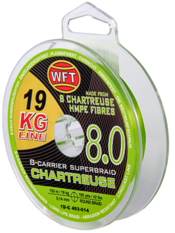 Леска плетёная WFT KG x8 Chartreuse 150 м, 0.14 мм