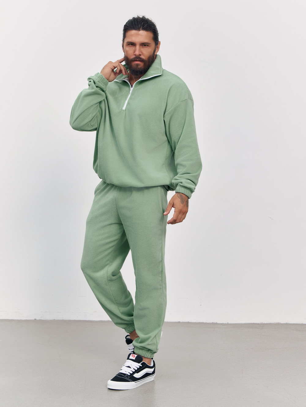 Свитшот "half zip" флисовый (зеленый)