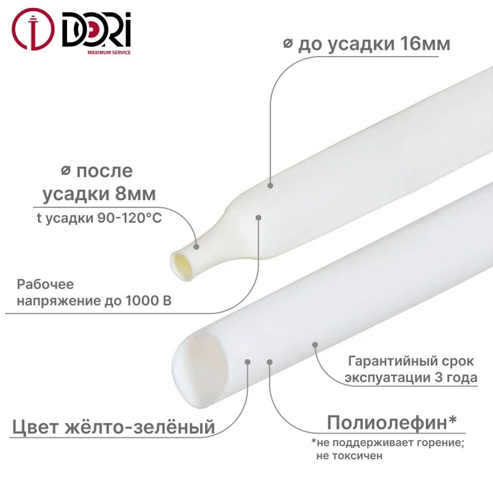 Термоусадка DORI (16/8 - 3 метра, белая)