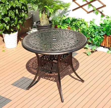 Круглый стол из литого алюминия на 4 персоны, античная бронза