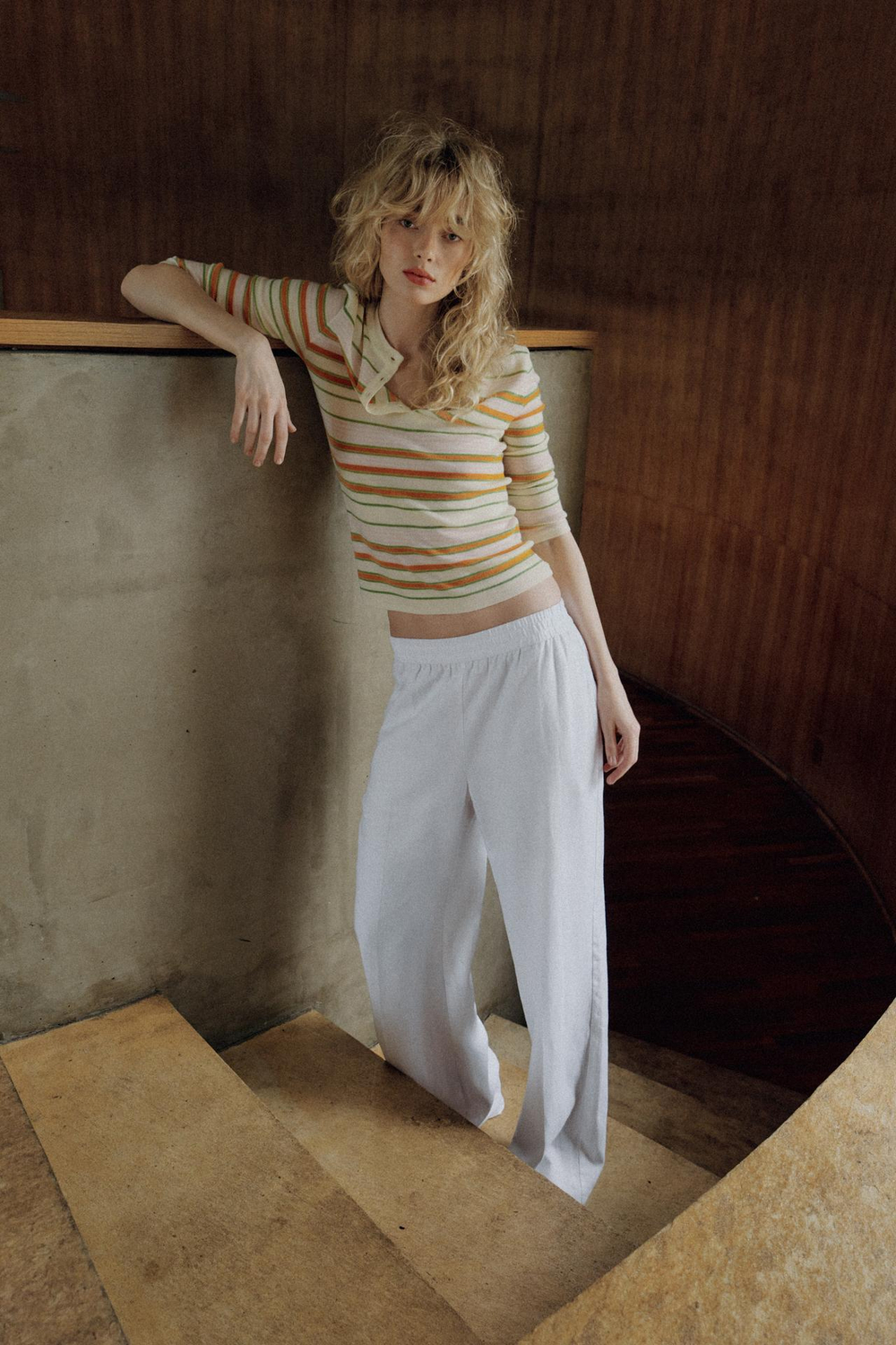 ZARA ДЖЕМПЕР ВЯЗАНЫЙ НА ПУГОВИЦАХ, ПОЛОСКИ