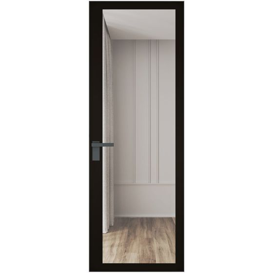 Алюминиевая дверь 2AGК кромка серая ночь стекло планибель бесцветный прокрас чёрный