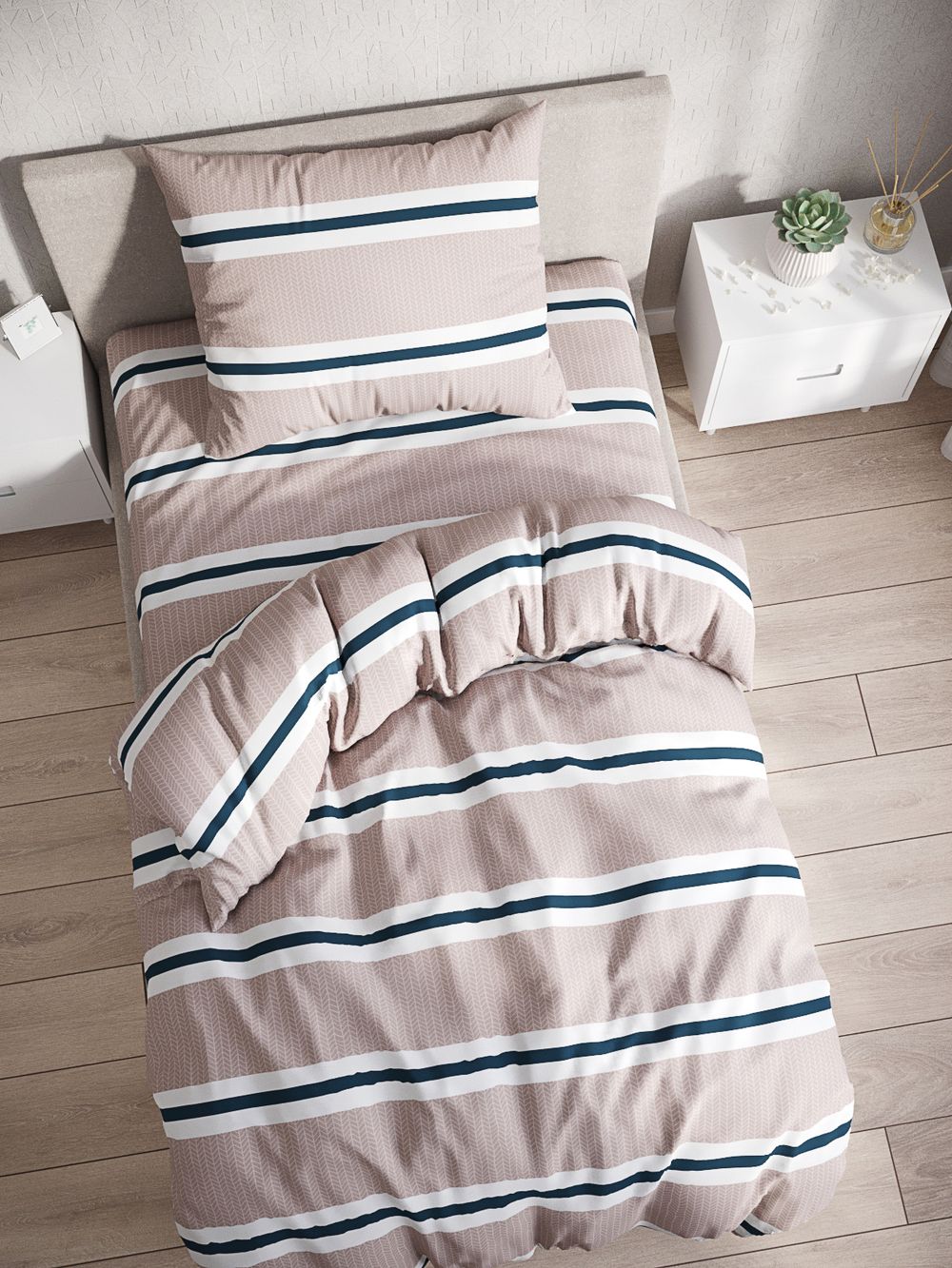 Постельное белье Сказка "Аляска (компаньон)" 1,5-сп Наволочка 50х70 см 1 шт Простынь 150х215 см Пододеяльник 145х215 см, перкаль