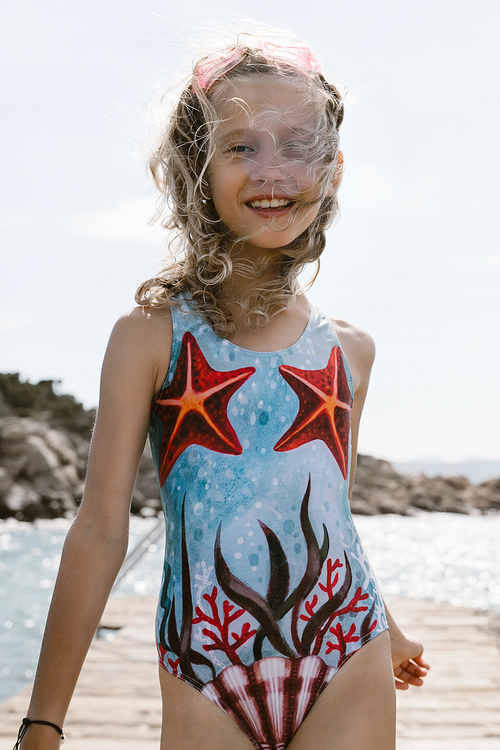 Купальник детский слитный Морские звезды