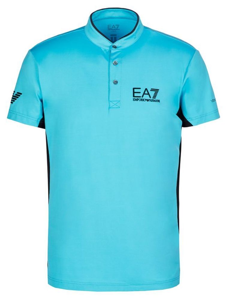 Мужское поло теннисное EA7 Man Jersey Jumper - blue curacao