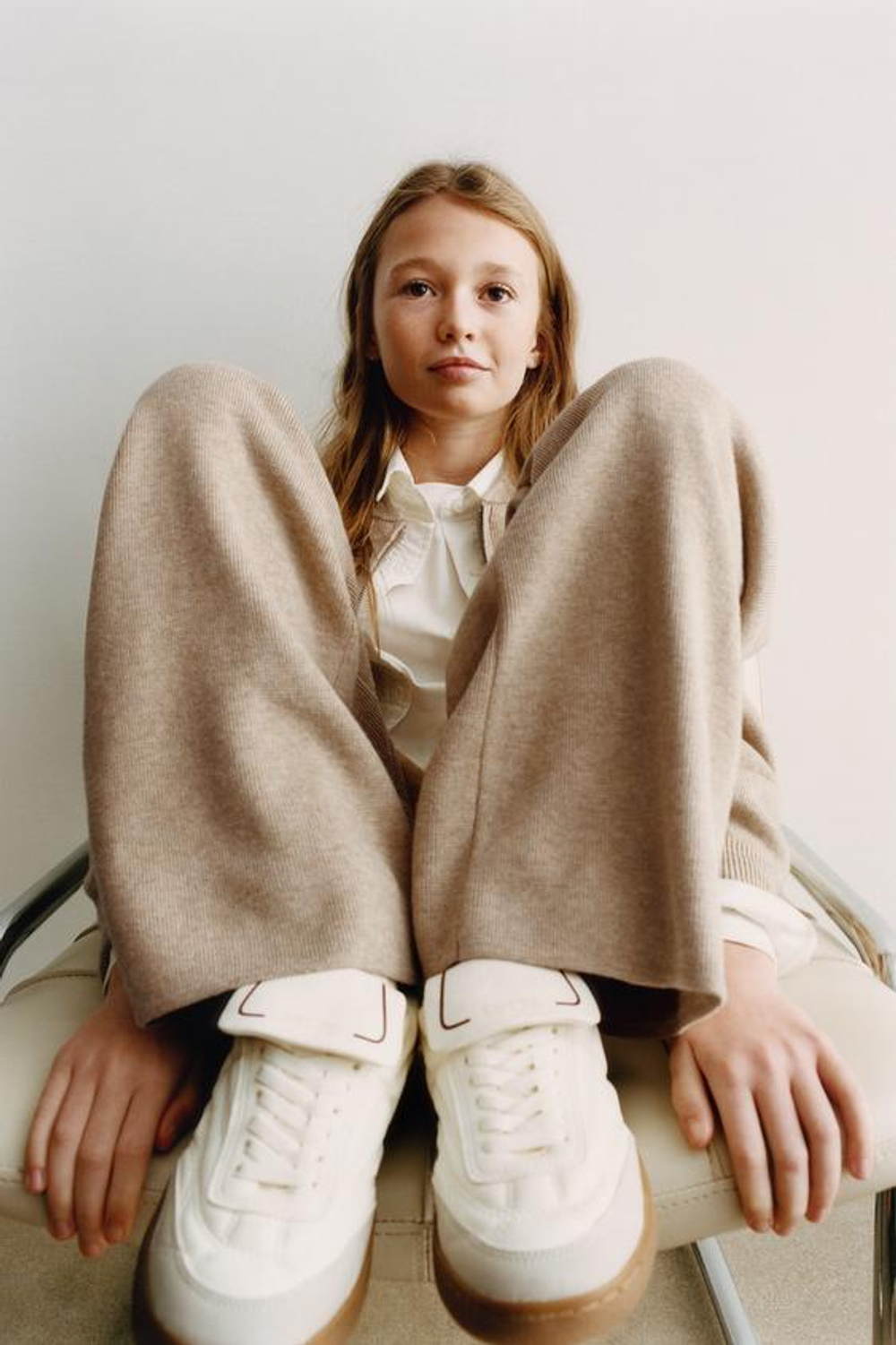 ZARA ТРИКОТАЖНЫЕ БРЮКИ WIDE-LEG, РЫЖЕВАТО-КОРИЧНЕВЫЙ