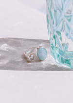 Кольцо «Дуо» с овальным аквамарином и белым топазом