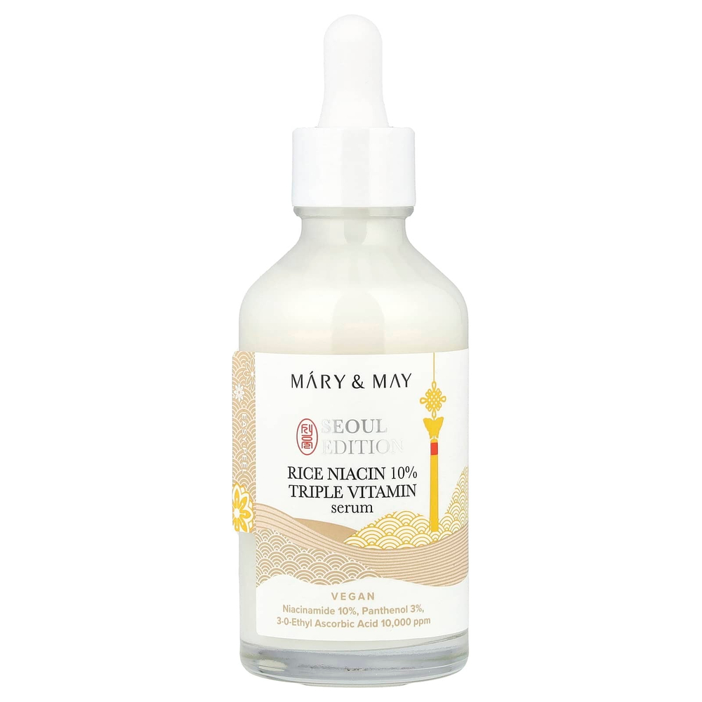 Mary & May, Seoul Edition, сыворотка из трех витаминов с 10% рисом и ниацином, 80 мл (2,7 жидк. Унции)
