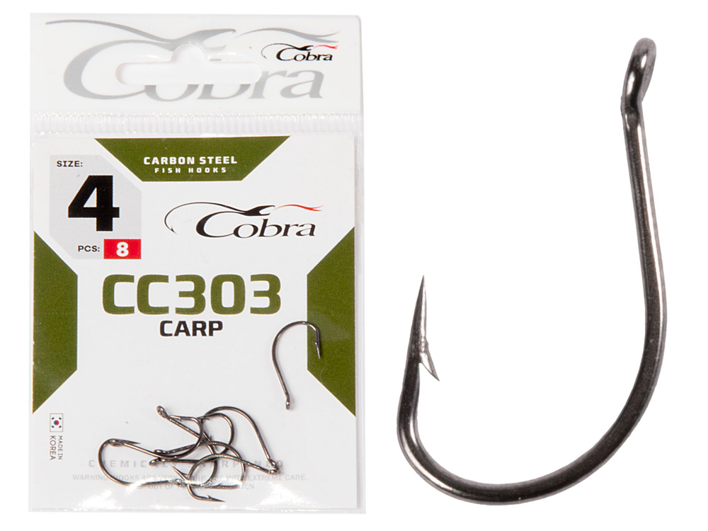 Крючки Cobra CARP HIRASU сер. CC303 разм.004 8шт.