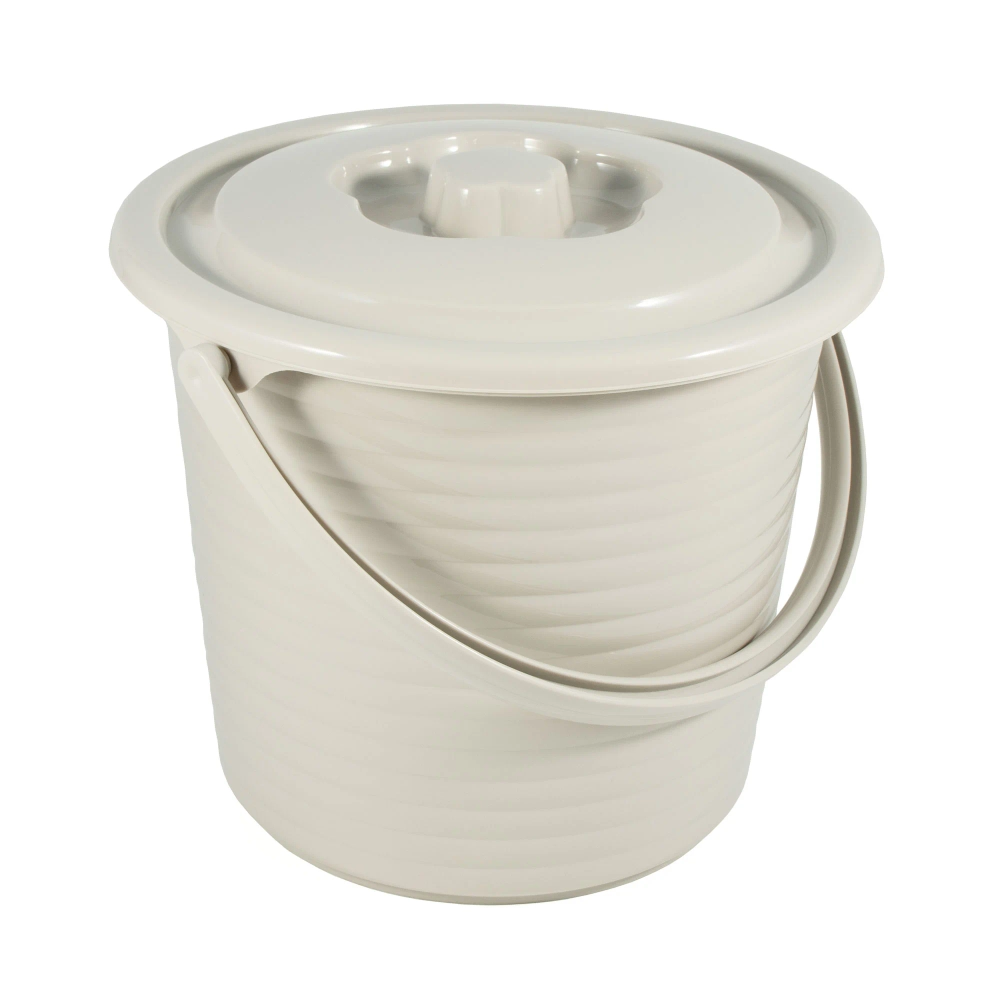 Ведро пищевое с крышкой рифленое RUNIS 5 л пластик, серо-бежевый