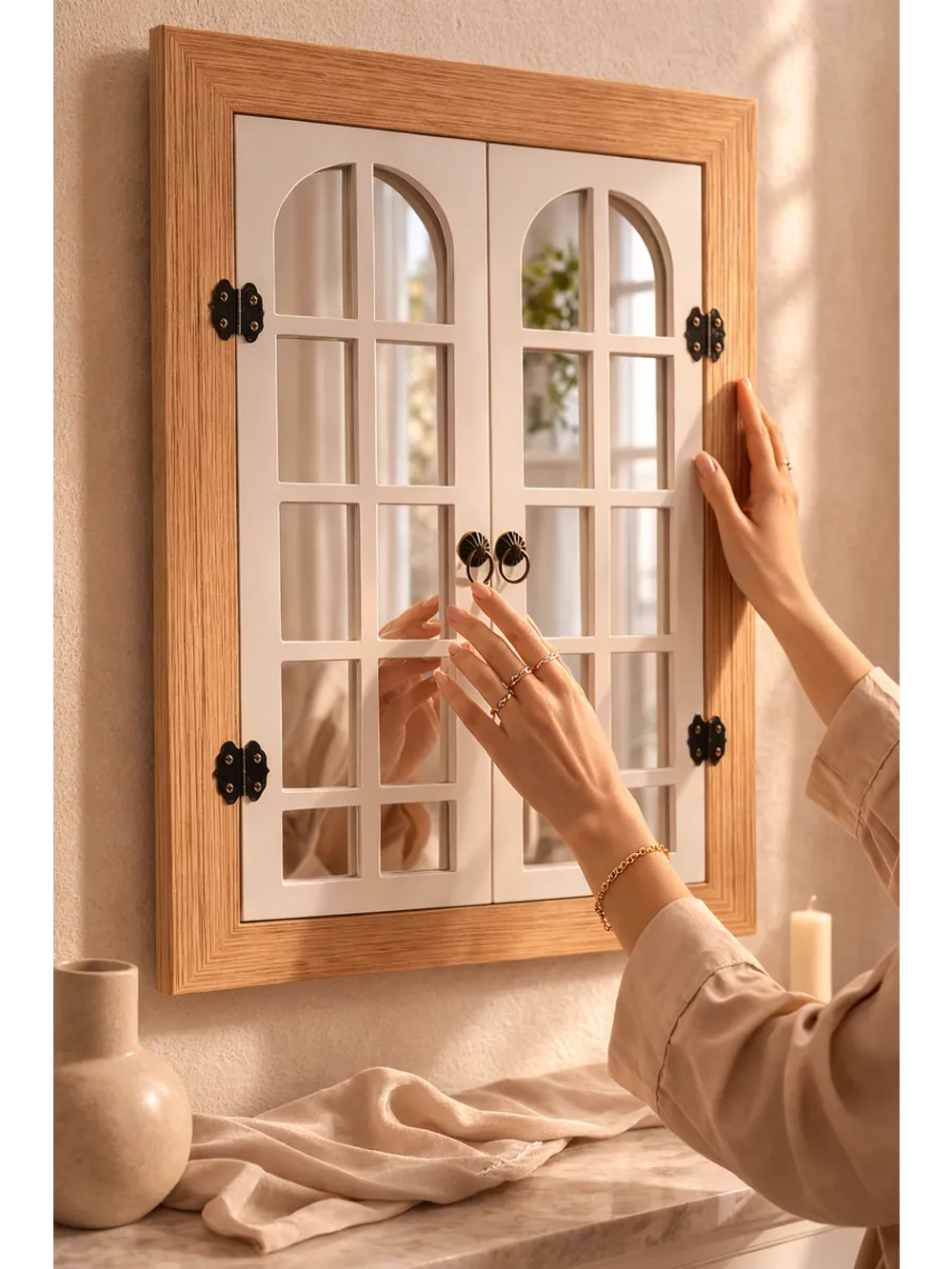 Декоративное зеркало-окно настенное, акцент для интерьера