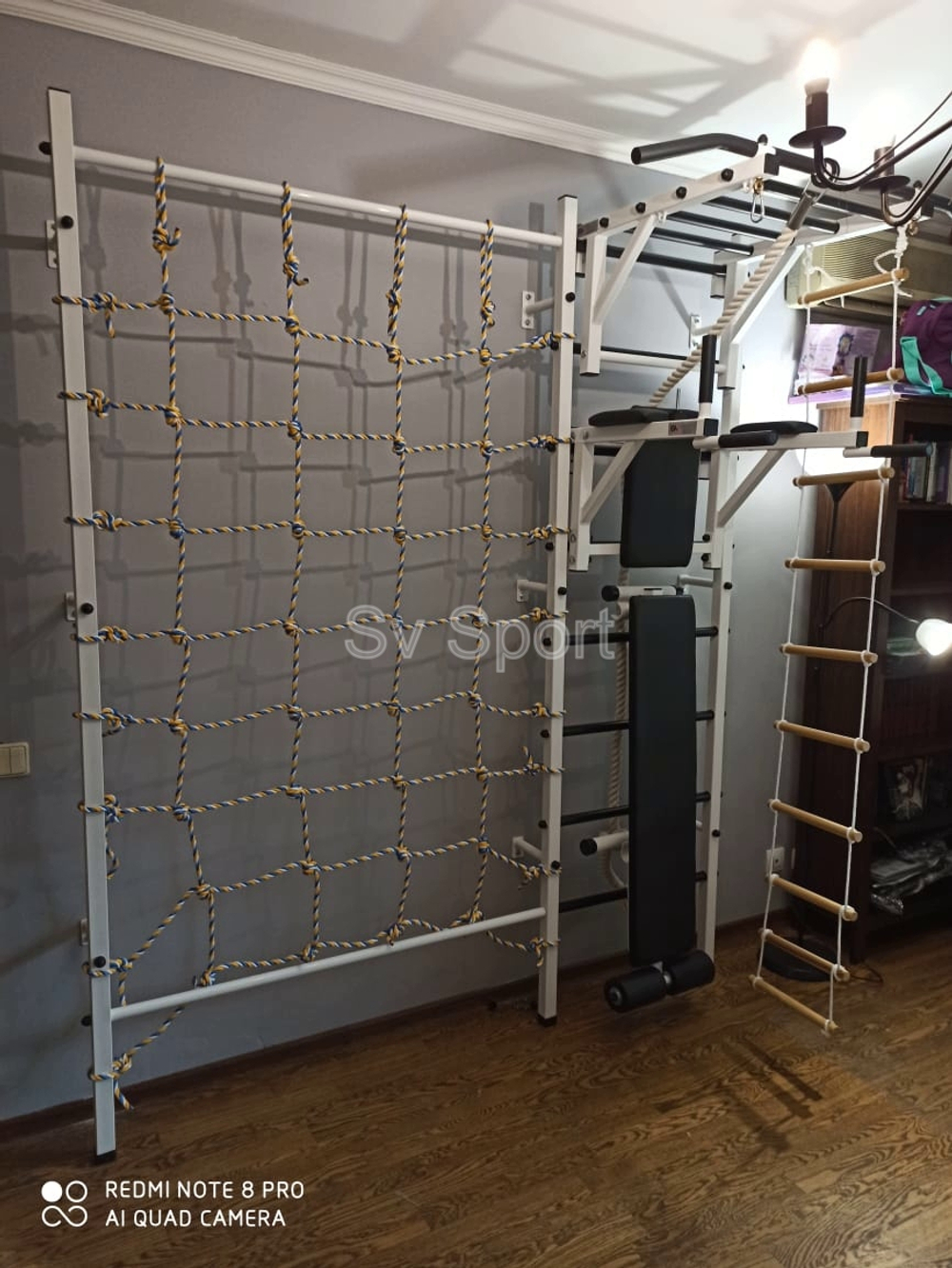 Монтаж шведской стенки Sv Sport с канатным лазом в пеноблочные, газоблочные стены