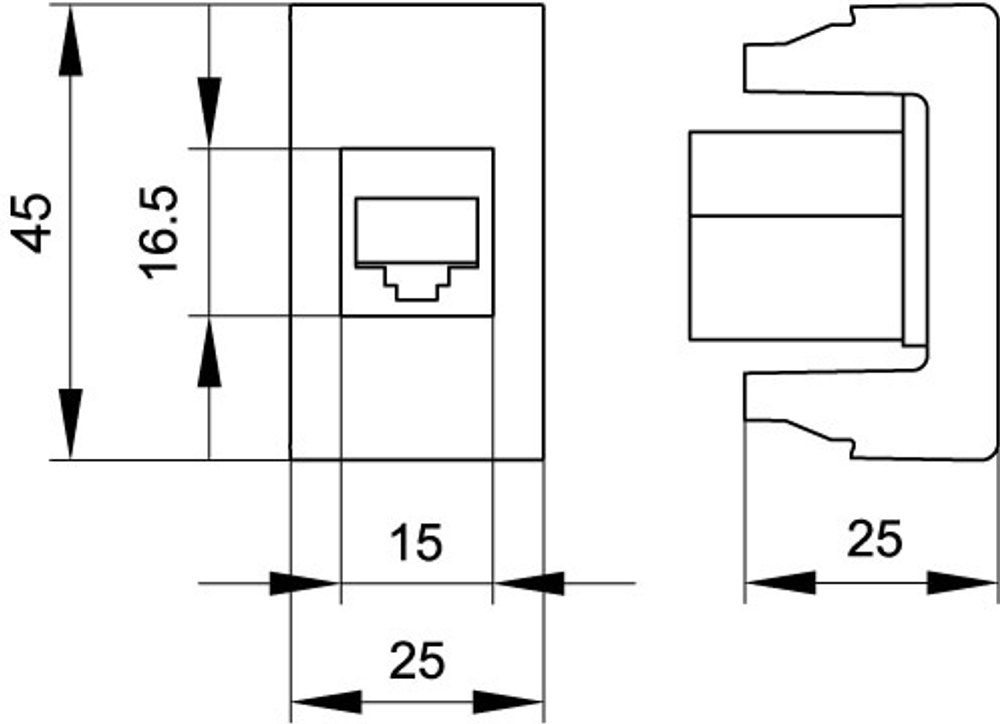 Ком.роз. RJ45 кат.5e экран., 8P8C,  Viva, белая, 1мод DKC