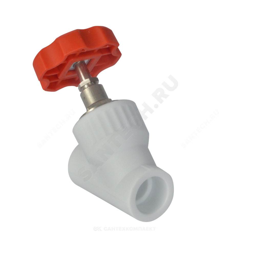 Клапан (вентиль) PP-R запорный белый Дн 20х45гр внутренняя пайка VALFEX 10174020