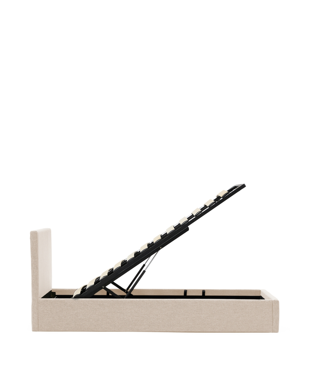 Кровать Nahiri бежевого цвета из шенилла с ящиком для хранения 90 x 200 см