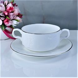 Lenardi 226-203 Бульонница 600мл с блюдцем MARIA GOLD в под.уп.(х12)Фарфор