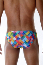 Мужские трусы-слипы с цветным геометрическим принтом (Размер: L) (Цвет: разноцветный)