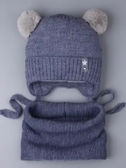 Шапка для мальчика зимняя вязаная и снуд