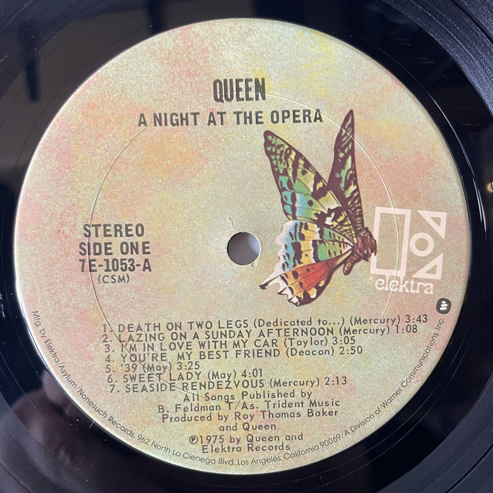 Винтажная виниловая пластинка LP Queen A Night At The Opera (США 1975) Bohemian Rhapsody