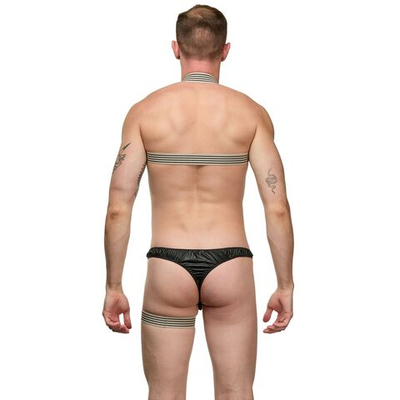 Мужской черно-бежевый костюм «Танцор» (Размер: L-XL) (Цвет: черный с бежевым)