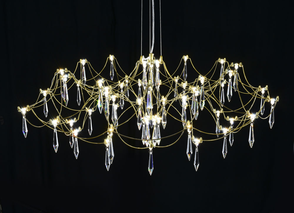 Подвесная люстра светодиодная с пультом и хрустальными подвесками Asfour MyFar Ersilia MR2663-60P-76AP