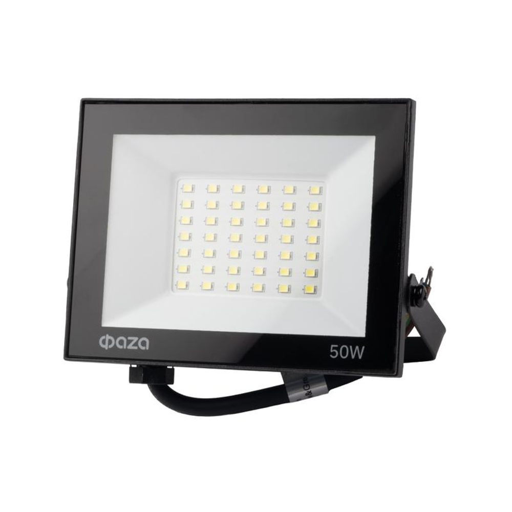 Прожектор светодиодный СДО-20 50Вт 6500К IP65 230В BL ДО прозр. закален. стекло ФАZА 5047303