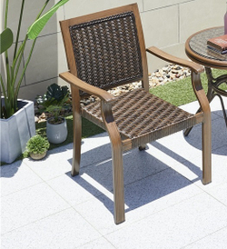 Кофейный гарнитур мебели из литого алюминия Стол круглый из искусственного ротанга D60 БАМБУК  + 2 Кресел  БАМБУК-3