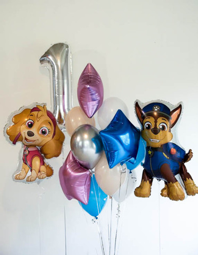 Композиция из гелиевых шаров Щенячий патруль на годик