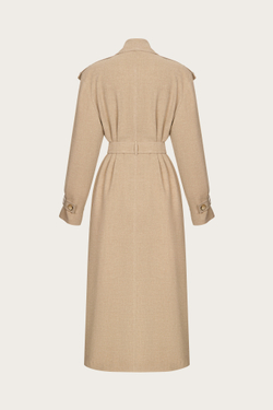 ТРЕНЧКОТ ИЗ БЕЖЕВОЙ СМЕСОВОЙ ШЕРСТИ