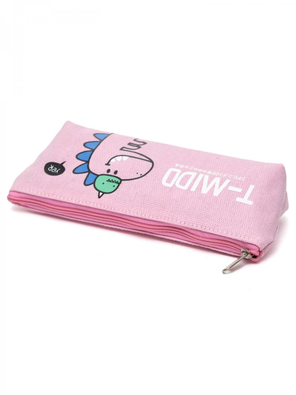 Пенал - косметичка Alingar, ткань, молния, 75 х 205 мм, "Дино, розовый (надпись T-MIDO)