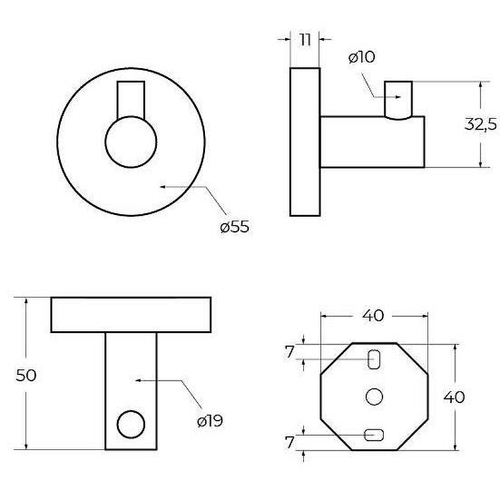 Крючок Cezares Relax RELAX-HK-NOP Черный матовый