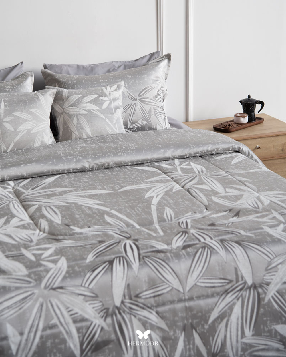 Комплект постельного белья двуспальный Konar Nescafe Gray Hermodr 8 предметов 130220325 Иран