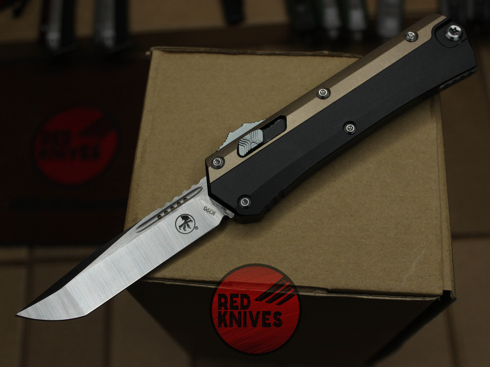 Нож Microtech 184-10 GLYKON BR Tanto T/E - коричневые вставки, клинок сатин танто
