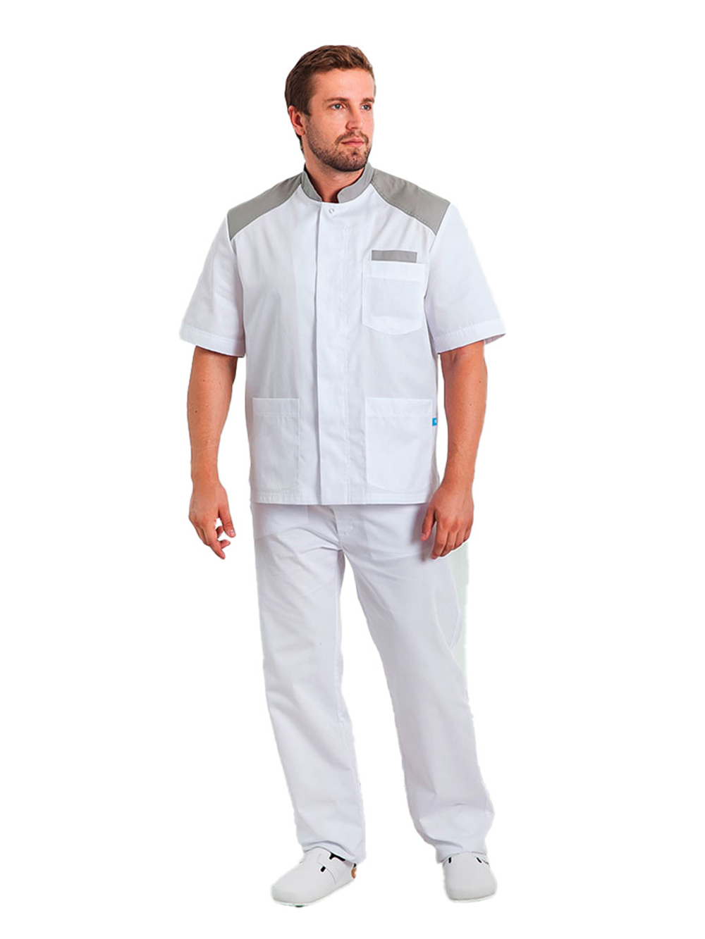 Рубашка медицинская мужская White Wears WW520 на кнопках, белый, 56