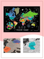 Скретч карта мира настенная А2 в тубусе 65х45см