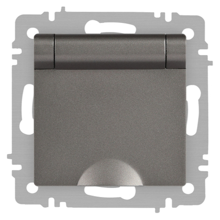 Розетка Intro Accent 6-203-09 2P+E Schuko с крышкой, 16А-250В, IP20, СУ, AL/CU, титан
