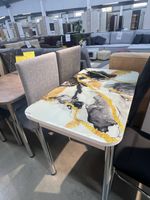 Стол стеклянный с фотопечатью (подстолье прямое нераздвижное белое )