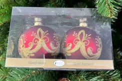 Набор стеклянных шаров Перо Жар птицы, 2 шт., красный, Irena CO (91110)