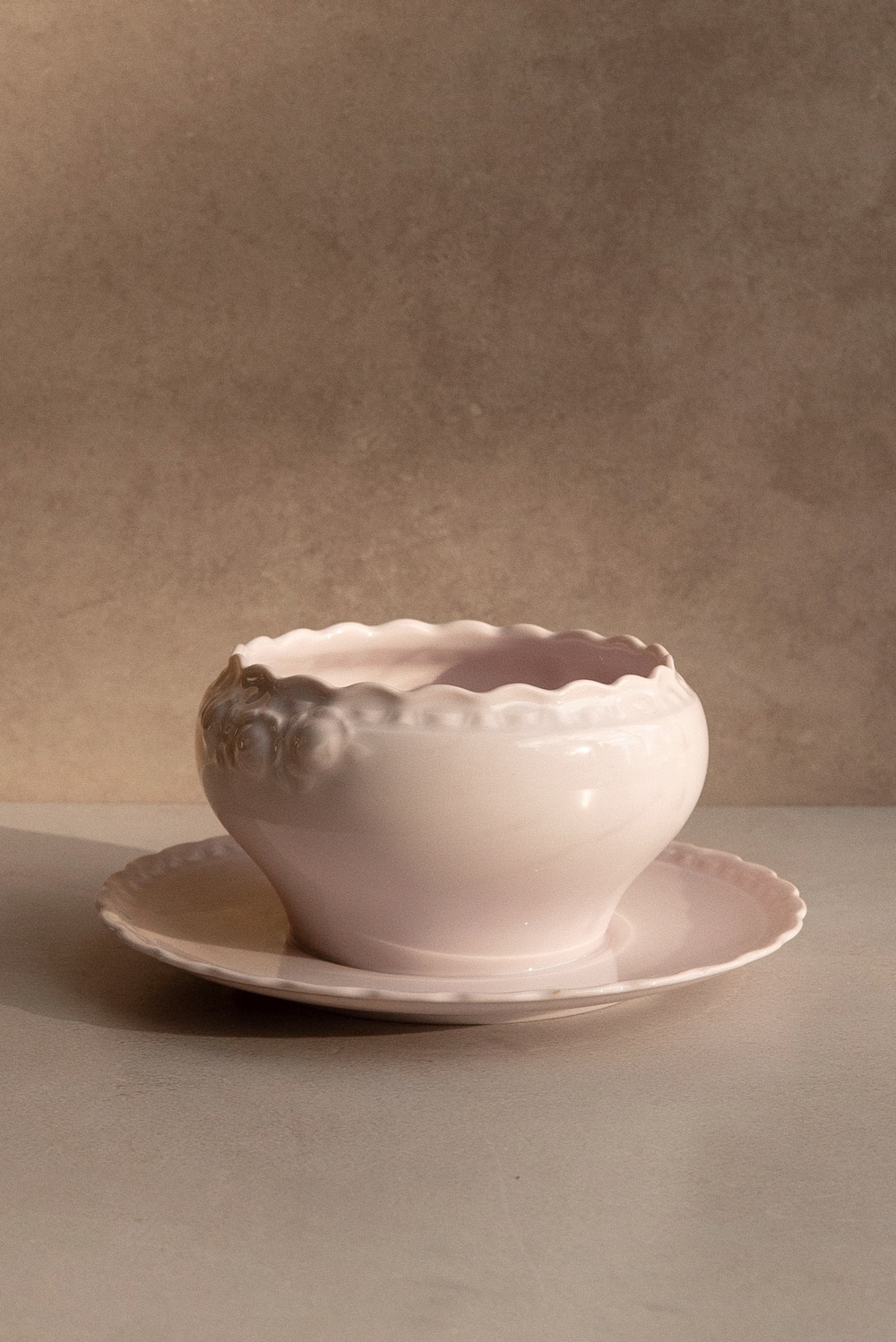 Винтаж Соусник, розовый фарфор