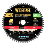 Пильный диск по дереву ф250 х 30 мм, 60 зубьев Denzel