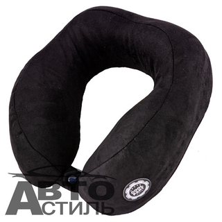 Подушка под шею Coolpart - MAXIMAL (1шт) J-6220-BL черный ткань (28,5*26*12)  (Рогалик)