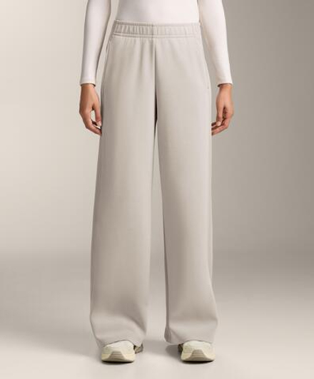 OYSHO Широкие прямые брюки с ребристой отделкой по бокам и ворсистым модалом, серо-коричневый