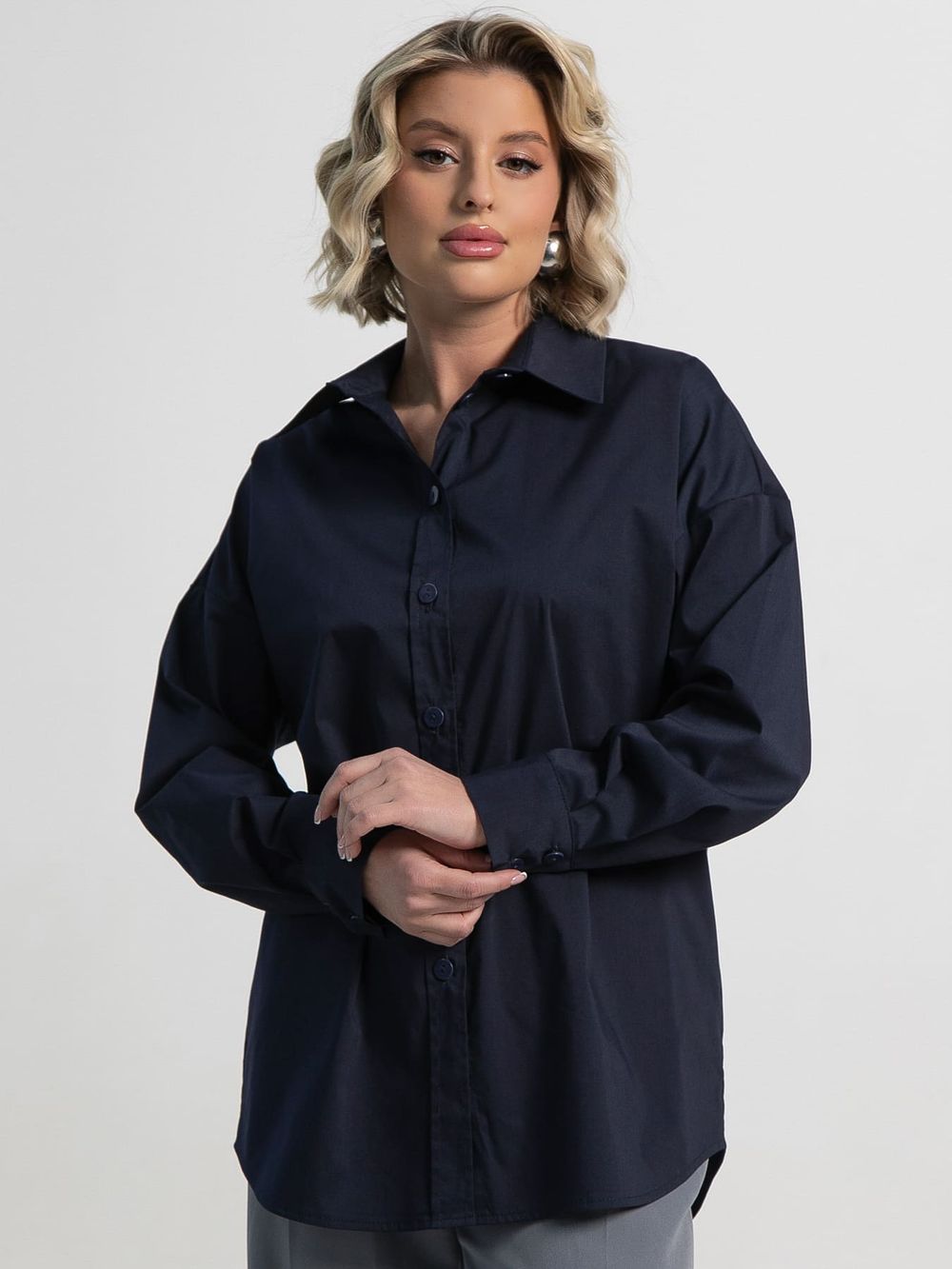 Рубашка хлопковая Рина (темно-синяя) Б15224-53М LT Collection