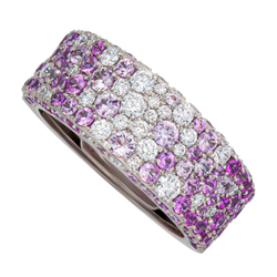 Кольцо c Розовыми Сапфирами и Бриллиантами, R0256-0/41