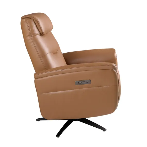Кресло-реклайнер поворотное Angel Cerda 5115 из коричновой кожи
